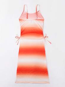 SHEIN Swim Women Beach Gradient Side Drawstring Split Cami Dress Cover Up Summer - Multicolor - View 4