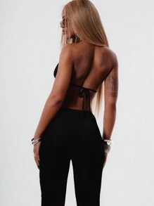 MUSERA Black Bralet & Cut Detail Trouser Co-Ord Spring - Black - View 2