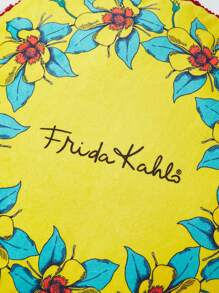 Frida Kahlo X SHEIN Character And Plant Printed Tassel Trim Round Shaped Throw Pillow - Multicolor - View 9