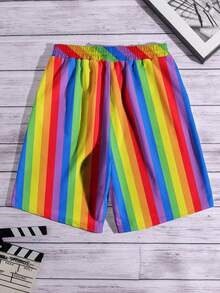 Pantaloncini da uomo con coulisse stampata a righe verticali colorate - Multicolore - Visualizzare 2