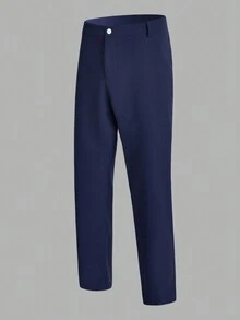 Manfinity Mode Conjunto de chaqueta de traje y pantalones de talla grande para hombres de una sola hilera - Azul Marino - Ver 6