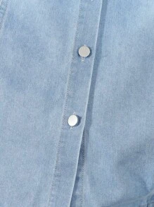 SHEIN Tween Girl Casual And Comfortable Denim Dress - Light Wash - View 6