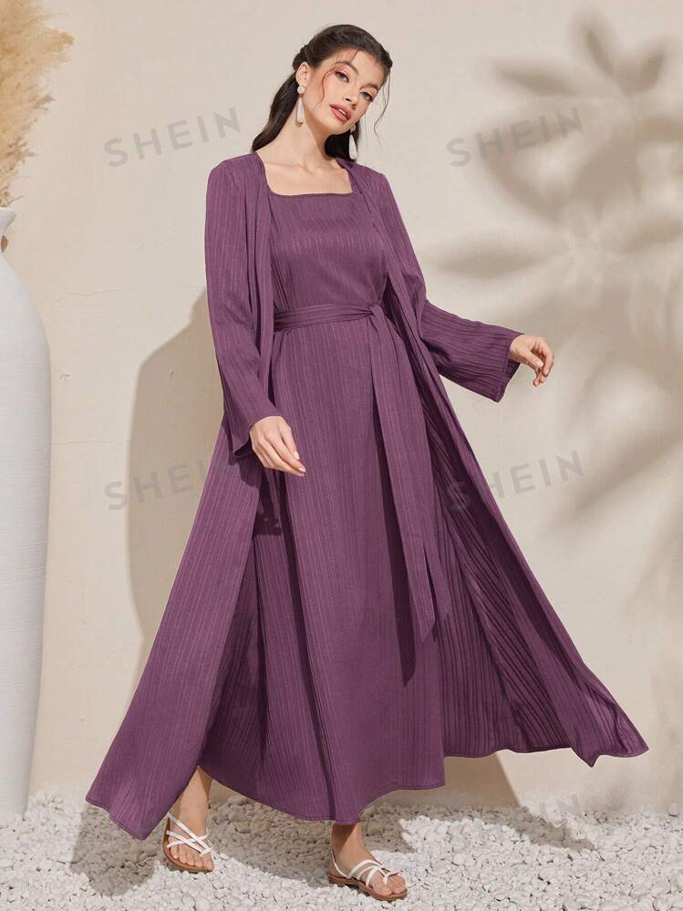 SHEIN Mulvari Robe longue pour femme sans manches de couleur unie et robe longue ouverte sur le devant Mode en ligne SHEIN FRANCE