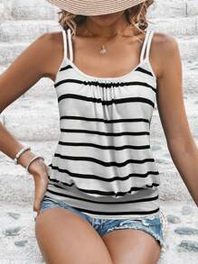 SHEIN LUNE Women's Striped Print Simple Daily Summer Cami Top
