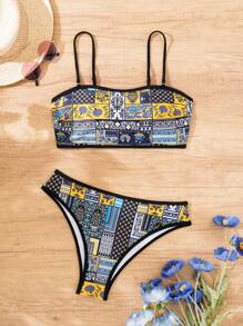 SHEIN Swim Bộ bikini họa tiết hoa gợi cảm cho kỳ nghỉ của phụ nữ, họa tiết ngẫu nhiên, dây đeo vai có thể tháo rời mùa hè - Nhiều màu - Xem 6