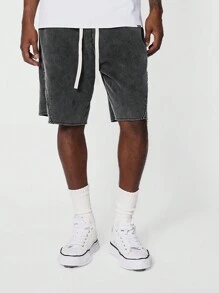 SUMWON 下檔洗水短褲 - 黑色 - 查看 1