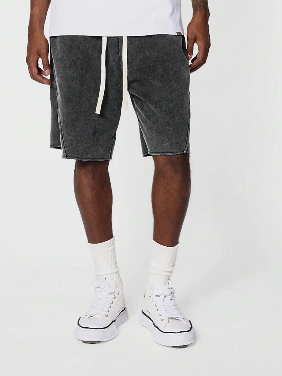 SUMWON 下檔洗水短褲 - 黑色 - 查看 1