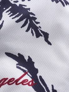 ROMWE MEN Street Life Quần đùi nam in hình cây dừa thoải mái nghỉ hè - trắng - Xem 3