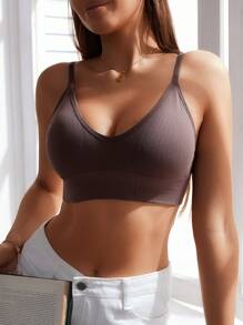 Solid Color Simple Daily Wear Bralette And Wireless Bra (Wire-Free)