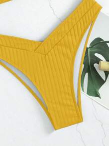 SHEIN Swim Women's Solid Color Circular-Link Sexy Bikini Set, Perfect For Vacation,Summer Beach