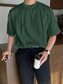 DAZY Camiseta casual de verano para hombre, manga corta con cuello redondo y unicolor