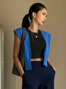 DAZY Women's Summer Crop Sleeve Slim Fit Round Neck Basic Tee