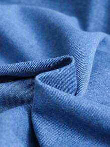 SHEIN 描繪女孩前圓領休閒可愛條紋牛仔襯衫，配有波浪袖，女孩夏季沖浪衣服