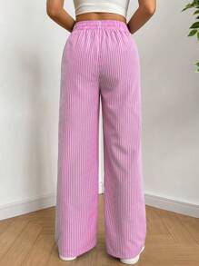 SHEIN EZwear Casual Striped Long Pants For Spring And Summer