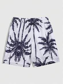 ROMWE MEN Street Life Quần đùi nam in hình cây dừa thoải mái nghỉ hè - trắng - Xem 2