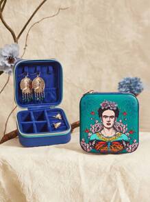 Frida Kahlo X SHEIN 人物花卉印花珠宝收纳盒、礼品