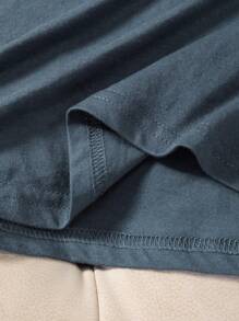 INAWLY Women's Summer Solid Color Round Neck Short Sleeve Casual T-Shirt - Dusty Blue - View 5