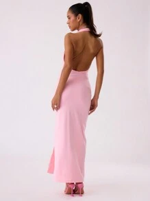 MUSERA Tie Front Ruched Plunge Maxi Dress Spring Summer Vacation Prom Ibiza Fits