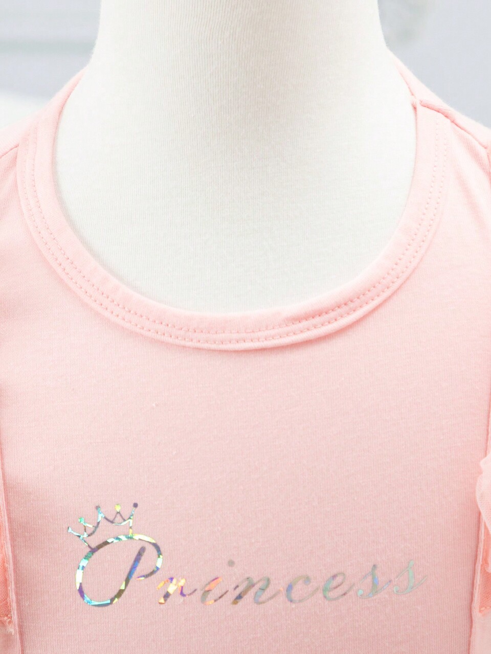 Young Girl Wedding Season Flower Girl Outfit, Gorgeous Contrast Mesh Trim Top & Skirt