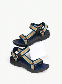 JNSQ Children Spring Summer Striped Road Sports Sandals Lightweight Breathable Anti-Skid Wear-Resistant Quick-Drying Two-Row Buckle Easy To Put On And Take Off School Season Campus Shoes - Multicolor - View 8