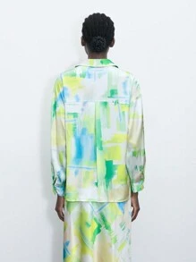 Maija 女性隨機印花紐扣襯衫，長袖款式 - 彩色 - 查看 3