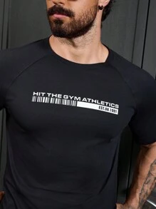 Gym Rark 男友风男士夏季休闲短袖运动字母印花 T 恤 - 黑色 - 查看 5