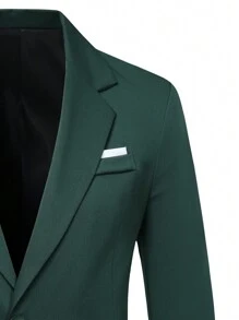 Manfinity Mode Conjunto de traje formal para hombre con cuello de solapa - Verde - Ver 4