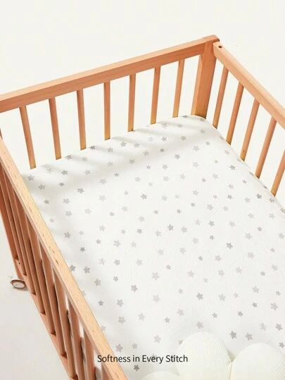 Cozy Pixies 1 pieza Sábana ajustada con estampado de estrellas Pixies suave y cómoda, certificada Oeko-Tex, para todas las estaciones