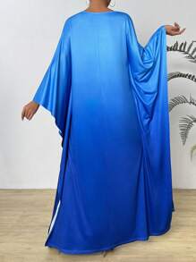 SHEIN Privé Women's Fashion Loose Fit Long Ombre Dress - Blue - View 2