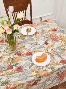 LongNap™ 1 Stück Tischdecke aus rechteckigem Leinen mit floralem Muster und 170GSM, Flecken resistent, faltenfreie dekorative elegante Tischabdeckung aus Stoff für das Esszimmer/Party/Buffet/Hochzeit