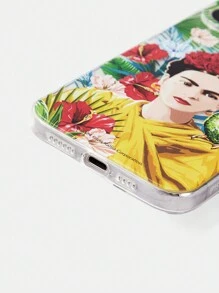 Frida Kahlo X SHEIN Character And Tropical Floral Print Phone Case,Compatible With IPhone - Clear - View 7