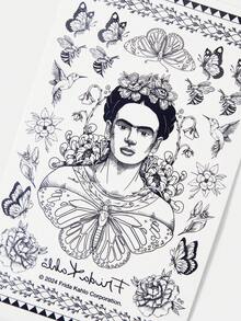 Frida Kahlo X SHEIN 2 Piezas/paquete Pegatinas Temporales De Tatuajes Con Personajes Y Patrones Florales
