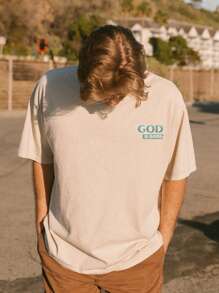 Camiseta de manga corta casual con estampado de palmeras para hombre