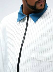 Manfinity VCAY 男士加大尺碼編織休閒寬鬆短袖襯衫