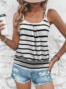 SHEIN LUNE Women's Striped Print Simple Daily Summer Cami Top