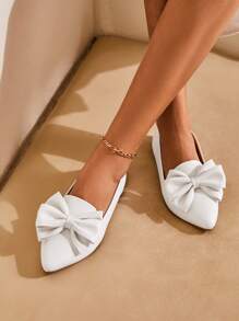 CUCCOO CHICEST Butterfly & Flower Decor Fashionable Patent Leather Ballet Flats Vacation Shoes Summer Elegant Flats Spring Shoes Spring Break Easter - White - View 5