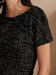 Anewsta Women's Allover Print Open Back Slim Fit Crop T-Shirt