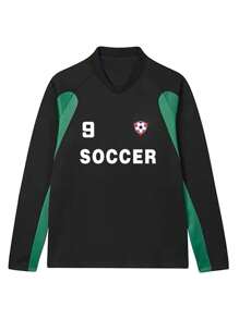 Manfinity Sport Corelite Stil boyfriend pentru bărbați, la modă, cu hanorac și pantaloni scurți, cu mânecă lungă, cu imprimeu, set atletic Set de antrenament