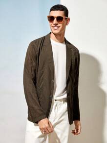 AKNOTIC Business Casual Unlined UV Protection Ultra Thin Men's Woven Business Suit Jacket