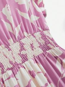 SHEIN Clasi Women Elegant Flower Print Ruffled Sleeve V-Neckline Long Dress - Multicolor - View 9