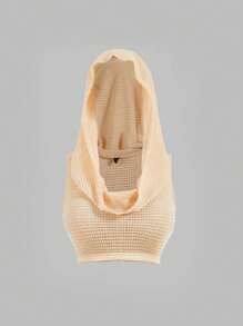 Sweetra Plus Size Women Summer Solid Color Waffle Grid Hooded Casual Tank Top - Yellow - View 1