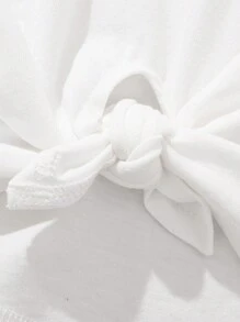 Tween Girl Knitted Plain Round Neck Cropped Twisted Casual T-Shirt 3-Pack, School, Campus, College - Baby Pink - View 3