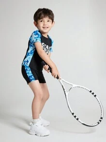 2pcs Boys Camouflage Contrast Color Sports T-Shirt And Shorts Set, Quick Dry Breathable Athletic Set - Multicolor - View 3