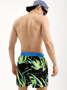 Surfspeed Men Drawstring Vacation Casual Summer Beach Shorts - Black - View 2