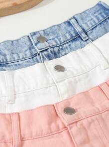 SHEIN Vintaside Kids 3pcs/Pack Tween Girl Casual Comfortable Simple Denim Shorts, School, Campus, College