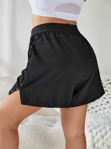 Gameset SHEIN Sport 夜間運行的大尺碼運動健身瑜伽裙裝褲 - 黑色 - 查看 2