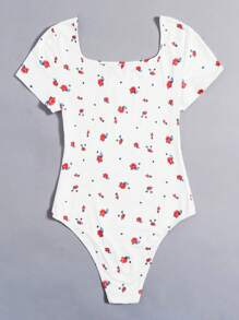 SHEIN VCAY Body con estampado floral de cuello redondo