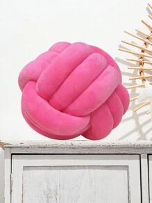 1個水晶絨扎結球靠墊裝飾，適用於沙發窗座客廳 - 玫紅色 - 查看 2