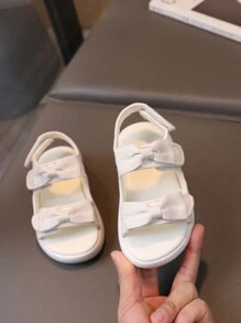 1 Pair Beige Bowknot Infant Sandals, Soft Sole Comfortable Shoes For Daily Wear In Spring And Summer - Beige - View 4