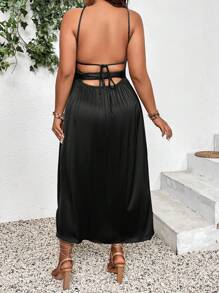 Celure Plus Size Wiązana na szyi, jednokolorowa, wakacyjna sukienka z odkrytymi plecami i odkrytymi plecami na lato